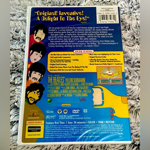 THE BEATLES - YELLOW SUBMARINE NEW WIDESCREEN DVD FACTORY SEALED - Picture 2 of 2